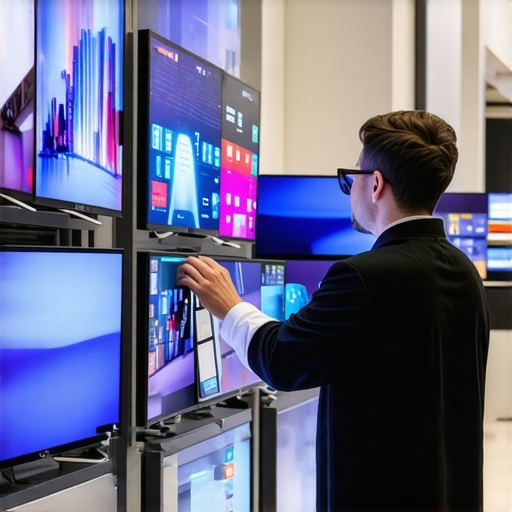 Person examining various TV models in a retail store, highlighting OLED and LED displays