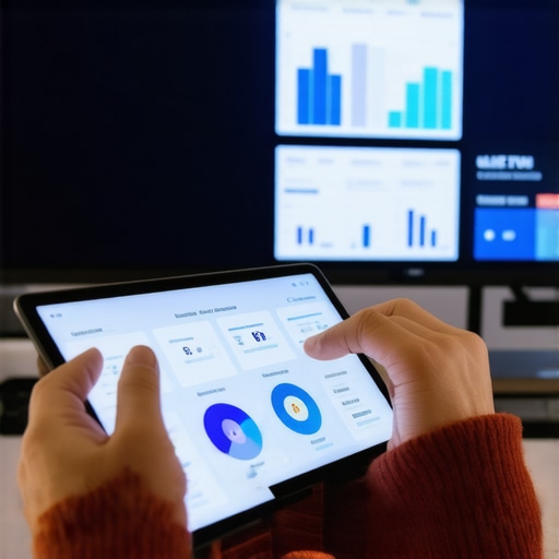 Person analyzing OLED and LED TV specifications on tablet during Black Friday shopping.