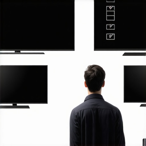 Person analyzing OLED and LED TVs for Black Friday deals