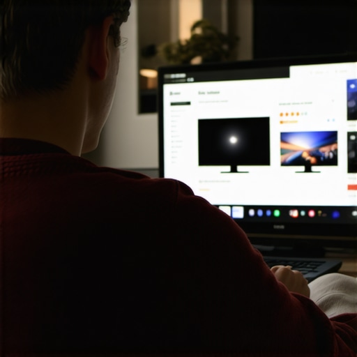 Smart shopper analyzing TV deals online Person comparing TV prices and deals on a laptop during Black Friday shopping