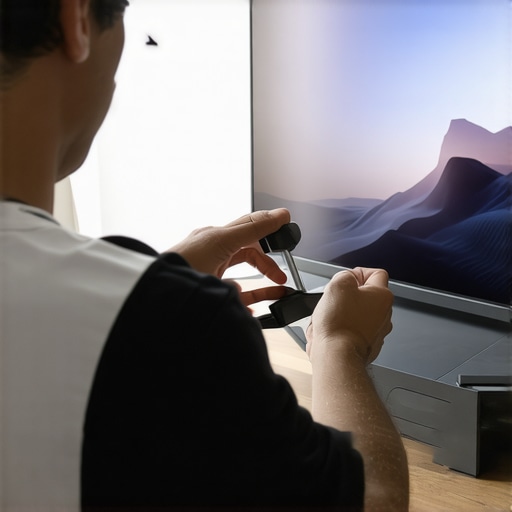 Person adjusting settings on OLED TV to optimize display quality
