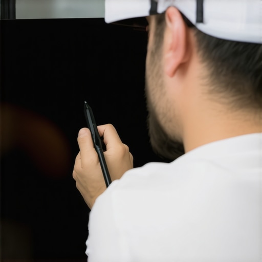 Person using calibration tools on OLED TV to ensure perfect color and contrast.