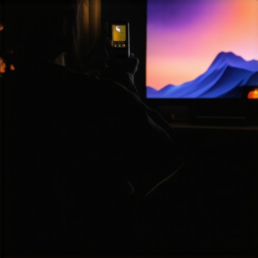 Professional calibration of OLED TV for optimal quality Person using calibration tools to tune TV display in living room