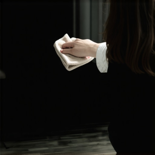 Individual cleaning flat-screen TV with microfiber cloth