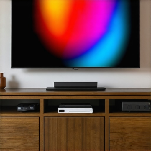 Modern living room with a premium OLED TV showing vivid colors