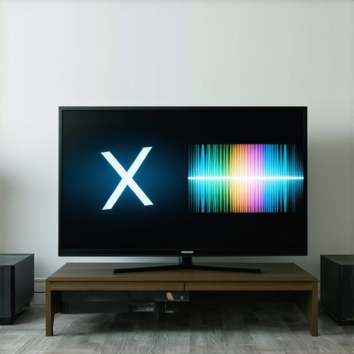 Close-up of calibration device and TV with a clean, organized setup