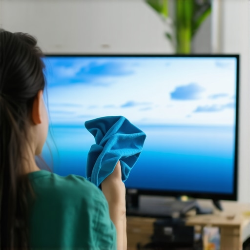 Maintaining Your TV for Long-Term Performance Someone carefully cleaning and preparing their TV with specialized tools for longevity